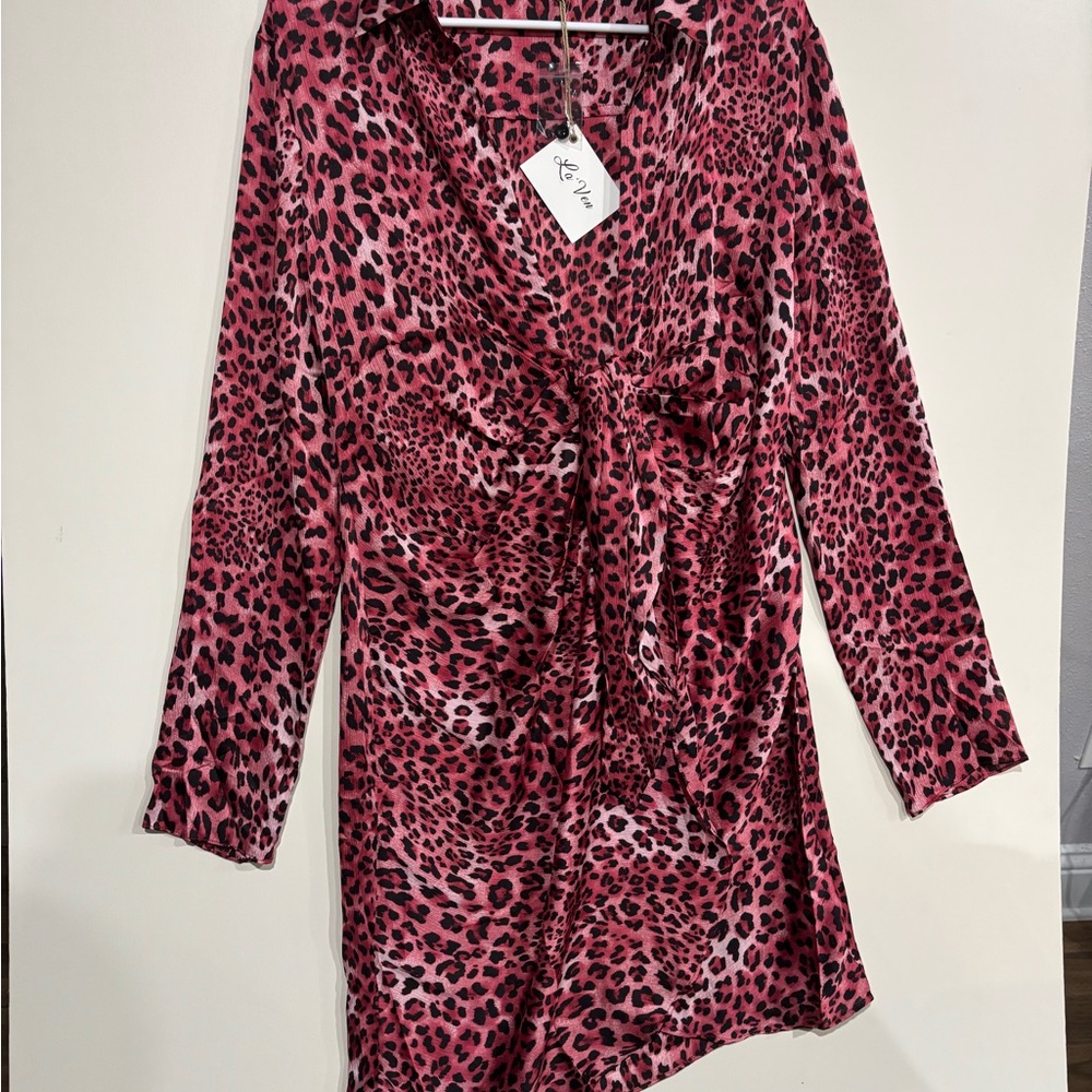 La'Ven Pink Leopard Print Top